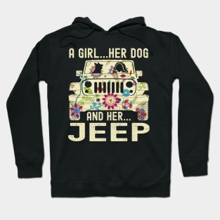 A Girl Her Dog And Her Jeep Cute FLower Jeep Jeeps Lover Jeep Girl Jeep Women Hoodie